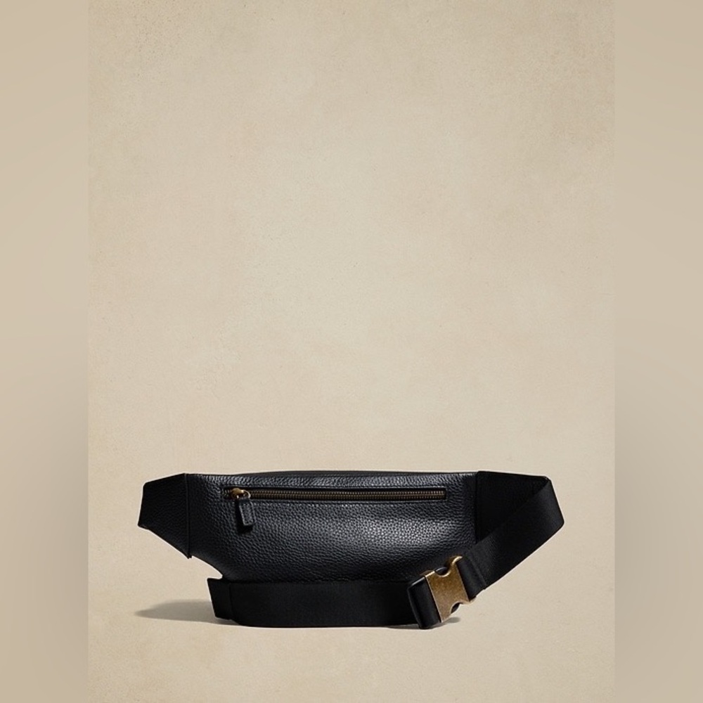 Black Leather Fanny Pack